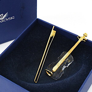 1 иен * прекрасный товар SWAROVSKI Swarovski украшение скрипка crystal прозрачный Gold *E.Bss.hP-20