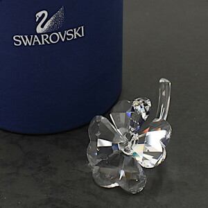 1円 ◆新品同様 SWAROVSKI スワロフスキー 四つ葉のクローバー 置物 クリスタル クリア◆E.Bsge.hP-20