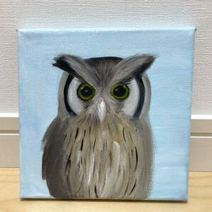 値下げ中!油絵 ミミズク フクロウ インテリア アート キャンバス 梟 福 鳥 原画