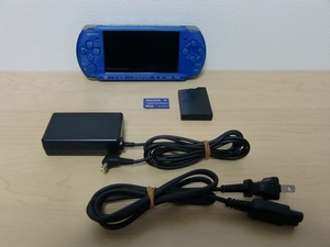 SONY　PSP-3000　バイブラント・ブルー　完動品　充電器 & 純正バッテリー & メモステ2GB 付属　クリックポスト発送