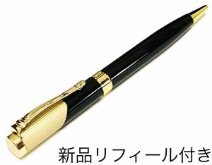 【送料無料】ブラックラッカー＆ゴールド ボールペン ツイスト式 クロス規格 新品 未使用 レフィール付