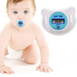 【新品】 赤ちゃん おしゃぶり型 体温計 液晶デジタル 青（ブルー）