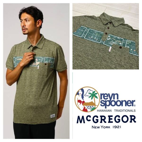 コラボ 良品■マクレガー レインスプーナー■アロハ プルオーバー ポロシャツ M グリーン マックレガー McGREGOR reyn spooner 定価15400円