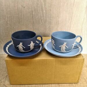 K606-T141064-14 WEDGWOOD ウェッジウッド ジャスパーダンシングアワー ティーカップ&ソーサー 2客セット ⑥