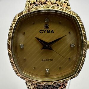 I174-I55-629 ◎ CYMA シーマ クォーツ ゴールド文字盤 3針 アナログ レディース 腕時計 約21mm ①