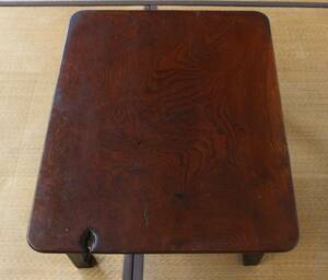 時代 ケヤキ 欅 一枚板 玉杢 無垢 座卓 折脚 折り畳み