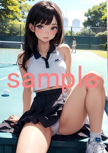 J118 テニスウェア オリジナルイラスト 女子高生下着 同人 光沢高品質 A4サイズ 美少女 美乳 美尻 イラストアート ポスター セクシーフェチ