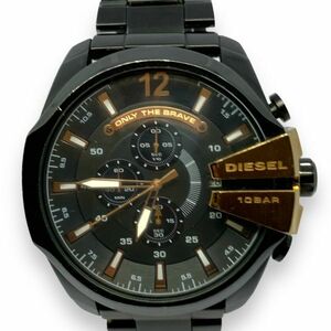 ■稼働品　DIESEL ディーゼル MEGA CHIEF メガチーフ DZ-4309 腕時計 クオーツ アナログ クロノグラフ　黒文字盤　新品電池交換済
