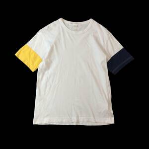 COMME des GARCONS SHIRT コムデギャルソンシャツ 半袖Tシャツ カットソー 切り替え ホワイト/イエロー/ネイビー コットン S 送料250円 (ma