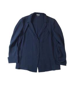 GIORGIO ARMANIjoru geo Armani ITALY производства шелк рубашка блуза рубашка жакет темно-синий женский 38 (ma)