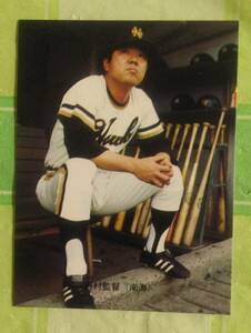 カルビー　プロ野球物知りカード　75　野村克也　現役20年の大打者、野村監督　ミニカード　南海