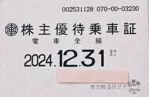 東武鉄道株主優待乗車証全線定期タイプ　女性名義　2024年12月31日有効　ネコポス送料無料　