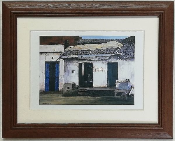 ◆柴田俊｢インド･ペナレスの朝｣オフセット複製･額付･即決◆, 絵画, 水彩, 自然, 風景画