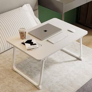 折り畳みテーブルパソコンデスクちゃぶ台 ベッドテーブル (長60*幅40cm, ホワイト)