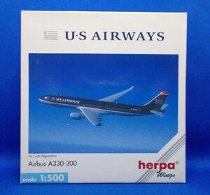 herpa 1/500 USエアウェイズ エアバス A330-300 ダイキャスト製 ジェット旅客機 ミニカー ヘルパウイング Airbus US Airways