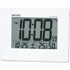 セイコー クロック 目覚まし時計 電波 デジタル 掛置兼用 カレンダー 温度 湿度 表示 大型画面 白 パール SQ770W SEIKO