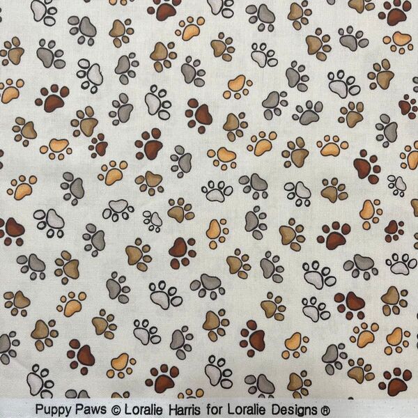ロラライハリス Puppy Paws クリーム生地 45㎝×110㎝
