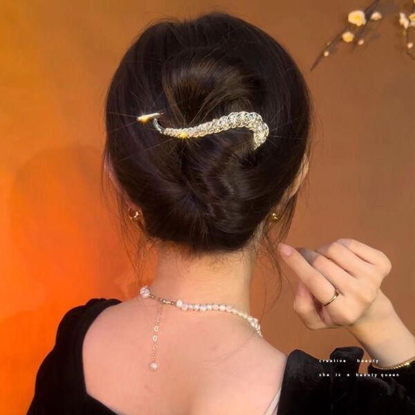 髪飾り ヘッドドレス 結婚式 ヘアアクセサリー バレッタ ヘアクリップ ヘアピン ゴールド