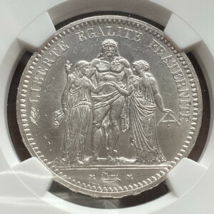 フランス銀貨 1873年 5フラン MS63 NGC