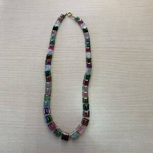 [*T0603] K18 stamp equipped natural stone? necklace approximately 38.6g color stone multicolor . gold 0 magnet 0 accessory 