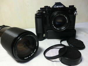 キャノン Canon 一眼レフカメラ A-1 黒 ブラック 本体 & 単焦点レンズ FD 50mm F1.4 & ズームレンズ FD70-210mm F4 セット 現状お渡し品