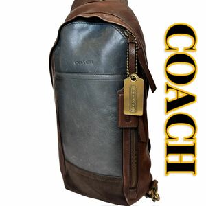 COACH コーチ70796 レザー スエード メンズ ショルダー ボディバッグ