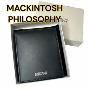 未使用 MACKINTOSH PHILOSOPHY マッキントッシュ フィロソフィー二つ折財布 レザー ウォレット ネイビー