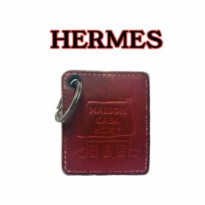 HERMES Hermes MAISON CASA HOME square charm key holder key ring bag charm bok scarf Brown 