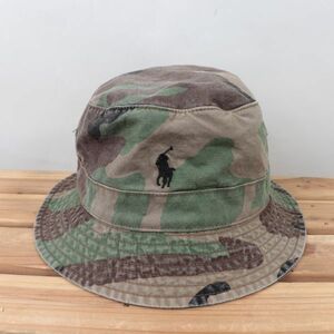 rlbh1【美品】ポロ ラルフローレン ポニー 迷彩 カモフラ POLO RALPH LAUREN バケットハット HAT 帽子 ブランド 中古 古着 正規品