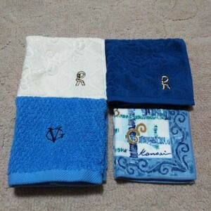 [ box soup unused goods ] man and woman use towel handkerchie 4 sheets kansai pattern only pie ru handkerchie RobertaDiCamerino color difference ivory, blue GIORGIOVALENTINO