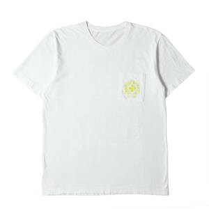 CHROME HEARTS クロムハーツ Tシャツ サイズ:L 20SS ネオンカラー スクロールラベル ポケット クルーネック 半袖Tシャツ ホワイト USA製