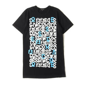 COMME des GARCONS HOMME PLUS コムデギャルソン Tシャツ サイズ:M 15SS グラフィック メッセージ ロゴ ロング Tシャツ ブラック