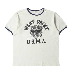 WAREHOUSE ウエアハウス Tシャツ サイズ:L USMA ミリタリー プリント リンガー Tシャツ ホワイト ネイビー トップス カットソー 半袖