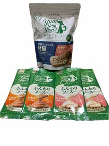 ヤムヤムヤム健康マネジメント腎臓チキン ドライフード500g 、ふんわりソース仕立て馬肉(10g×6本)2袋、チキン2袋