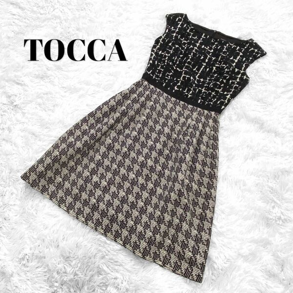TOCCA トッカ ワンピース パーティードレス ノースリーブ 刺繍 フレア 黒 ブラック 日本製