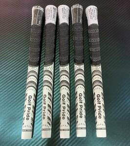 【5本セット】 GolfPride ゴルフグリップ　バックラインなし ★ホワイト/ブラック　