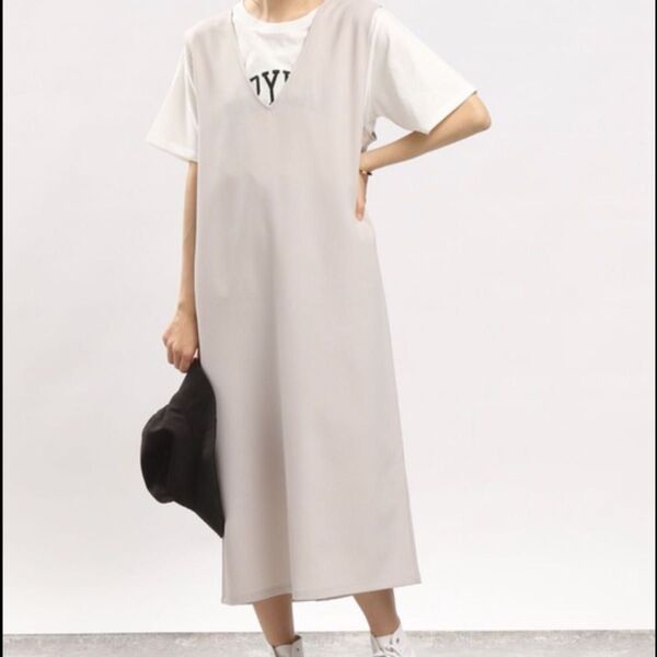 親子 お揃い グローバルワーク ワンピース リネンライク Vネック