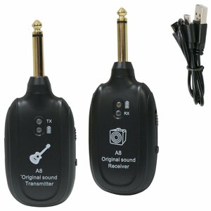 ギター ベース エレキ 楽器 ワイヤレス トランスミッター レシーバー セット UHF 充電式 最大50M 高性能 オーディオ 国内在庫