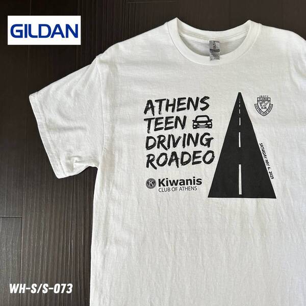 GILDAN アテネ キワニスクラブプリントTシャツ Mサイズ 半袖 白黒 シンプル