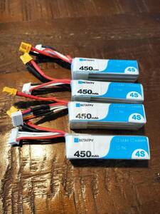 BETAFPV 450mAh　４S 75C　14.8V　6.66Wh　リポバッテリー中古×4本