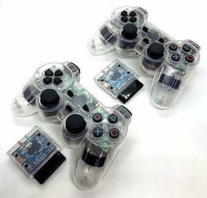 PS2 ワイヤレスコントローラー(クリア) （お得な２個セット）