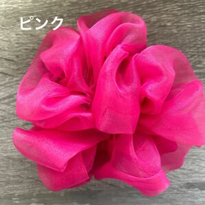 47.ピンク〈ハンドメイド〉シュシュ オーガンジーシュシュ メンバーカラー