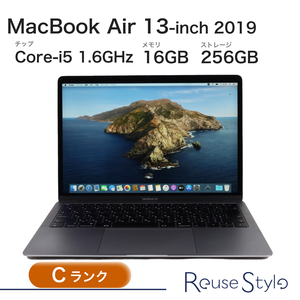 MacBook Air 13-inch 2019 ランク：C　カラー：スペースグレイ　ストレージ：256GB SSD　メモリ：16GB　macOS Catalina 10.15.7 搭載