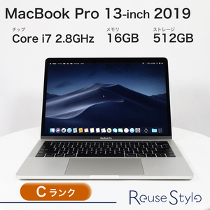 MacBookPro 13-inch 2019 Four Thunderbolt 3 ports Cランク シルバー 512GB メモリ：16GB macOS Mojave 10.14.6 USキーボード MV9A2J/A