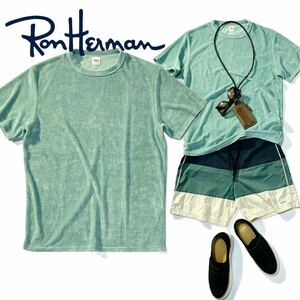 【Ron Herman】テンセル仕立てのトロける着心地◎!!RHC ロンハーマン 淡グリーン ショートパイル 半袖Tシャツ クルーネックニットTシャツ