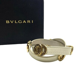  BVLGARY leather bracele bracele Italy made ivory × pink 24F01