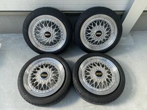 希少 BBS RS045 15インチ 6J +38 4H PCD100 4穴 リペアリバレルベース タイヤ付き165/55R15 軽 旧車RS189 RG 