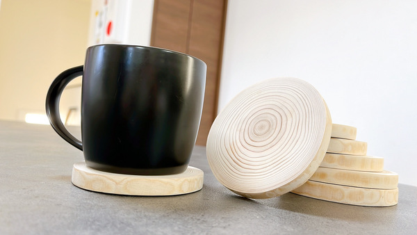【国産ヒノキ】コースター ハンドメイド 木製 自然 桧　5枚 ディスプレイ