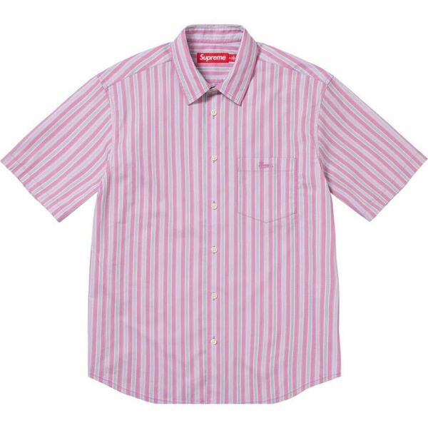 送料無料 L ピンク Supreme Loose Fit Multi Stripe S/S Shirt Pink 24SS シュプリーム ルーズフィット ストライプシャツ 半蔵シャツ 新品