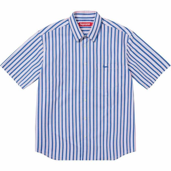 送料無料 XL ブルー Supreme Loose Fit Multi Stripe S/S Shirt Blue 24SS シュプリーム ルーズフィット ストライプシャツ 半蔵シャツ 新品